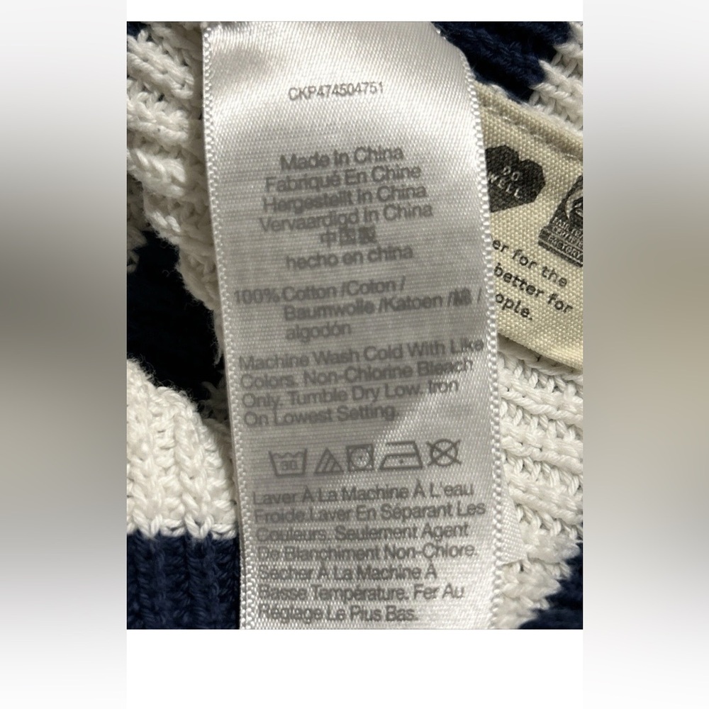 Madewell V-Neck Button-Front Long Cardigan Sweater Navy & White Striped Sz XS - Picture 11 of 13